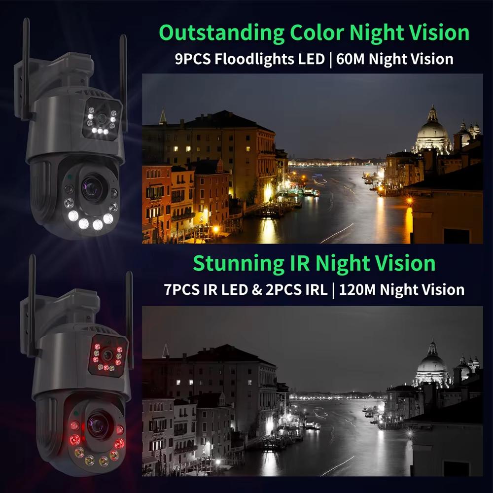 New Wifi Camera HD 6MP PTZ 50X Zoom Two-way Audio Color Night Vision Outdoor Waterproof CCTV Surveillance Security Wi-Fi IP Camera