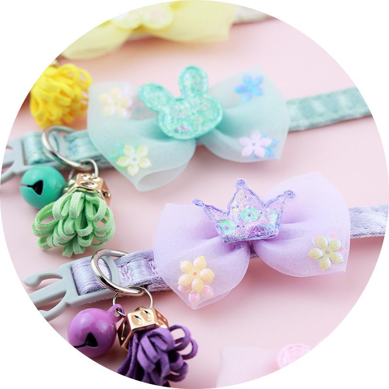 Classic Breakaway Cat Collar with Bow Tie and Bells, Adjustbale Kitten Collar, Safety Basic Collar with Cute Patterns for Girl Boy Kitty