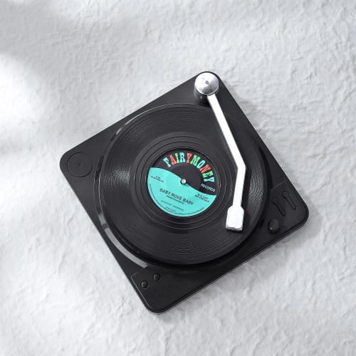 MECOWON Vinyl Record Coasters with Record Player Holder - 6 Pack Cool Coasters for Music Lovers. Perfect for housewarmings, parties, and music lovers.