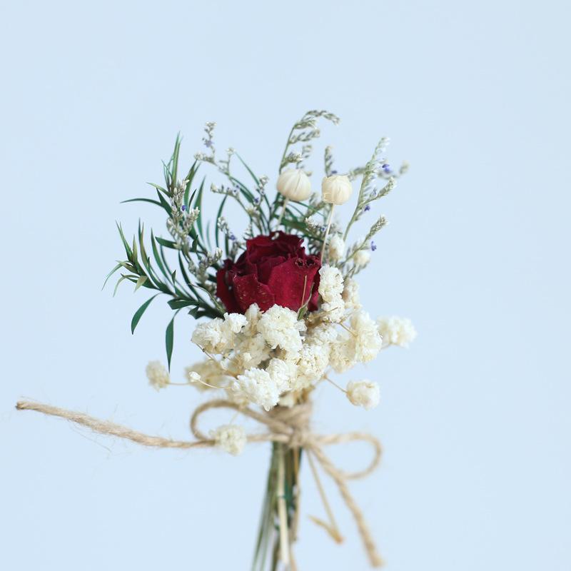 12cm Preserved Flower Boutonniere: Mini Bouquet for Bride, Bridesmaid, Wedding, Gift Box, Party Favor Decoration