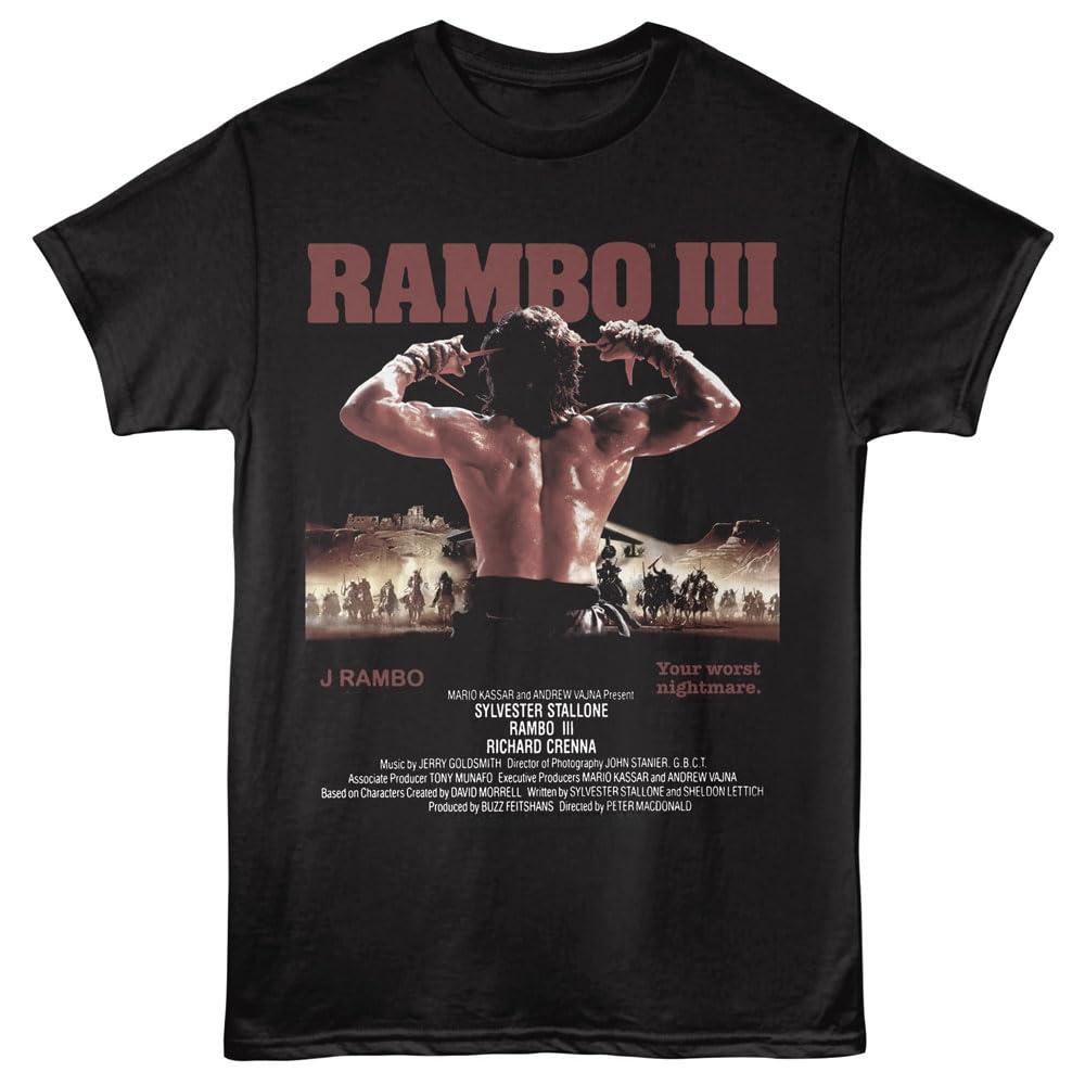 Rambo Iii Retro Action Movie Tshirt Unisex Vintage 80s Film Inspired Graphic Print Casual Short Sleeve Cotton Streetwear Tee Tops