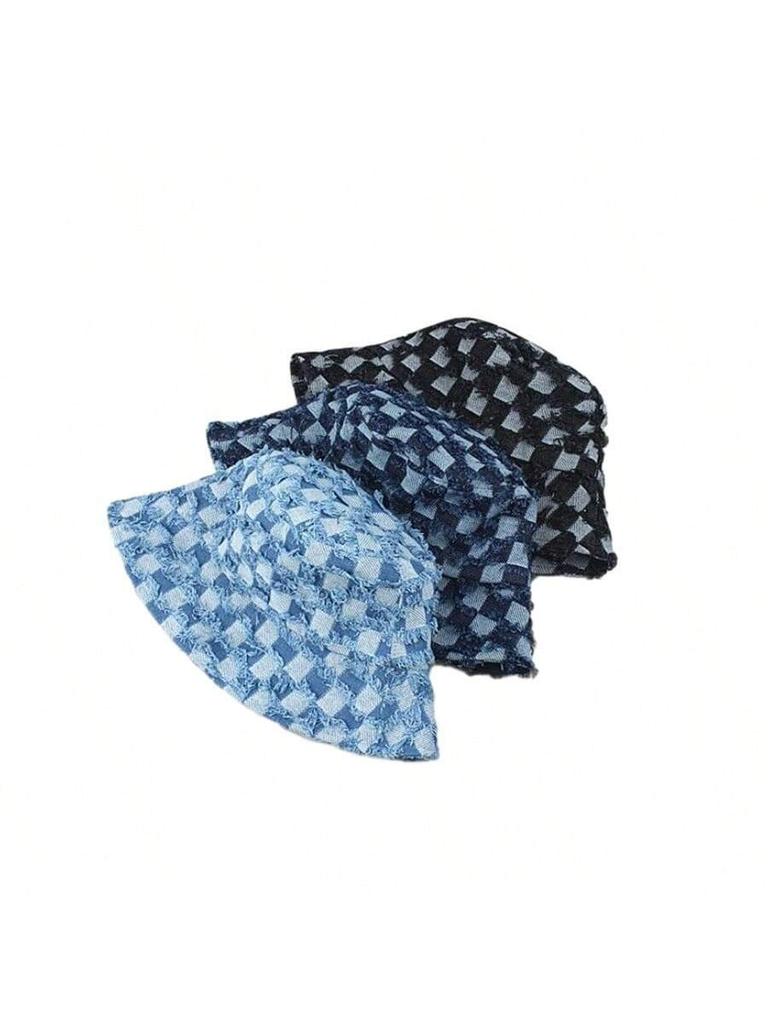 Fashionable Checkered Bucket Hat For Adult Daily Wear Outdoor Street Style