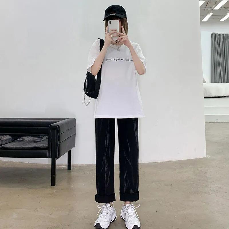 Blugi skinny cu talie înaltă Pantaloni largi, drepți, cu picioare largi, ocazional pentru femei