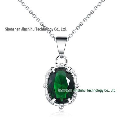 AAAA Zirkon Sølv Grønn Diamant Trendy Koreansk Halskjede