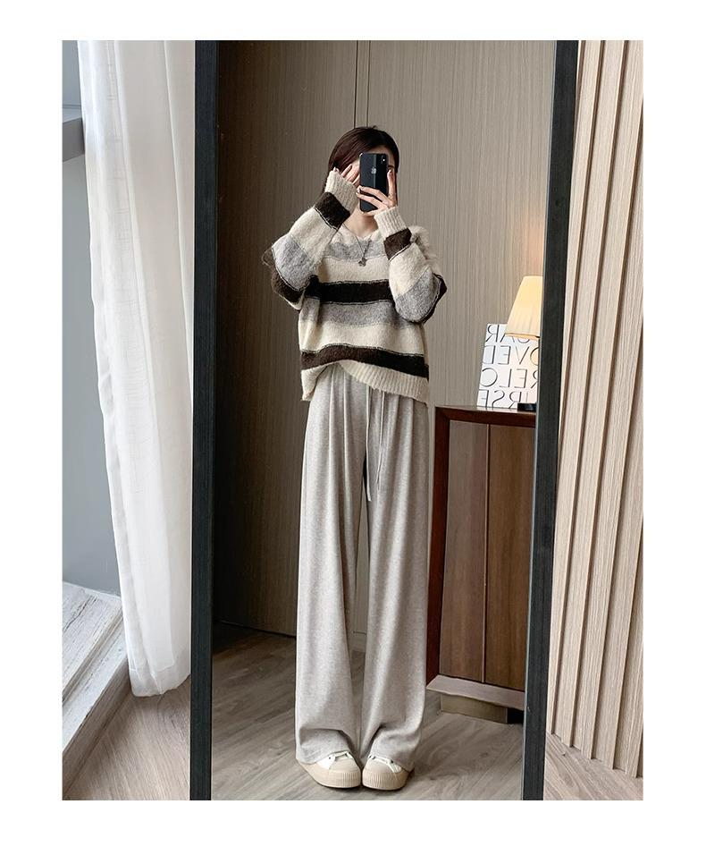 Petite Women's Spring/Autumn Wide-Leg Straight Pants - Stylish Glutinous Rice Design, Ideal for Height 145-150 Cm