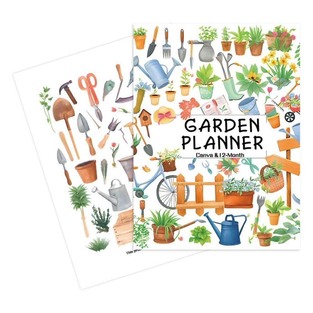 Paper Floral Garden Planner Colorful Horticultural Record Plant Care Checklist  For Home Gardeners