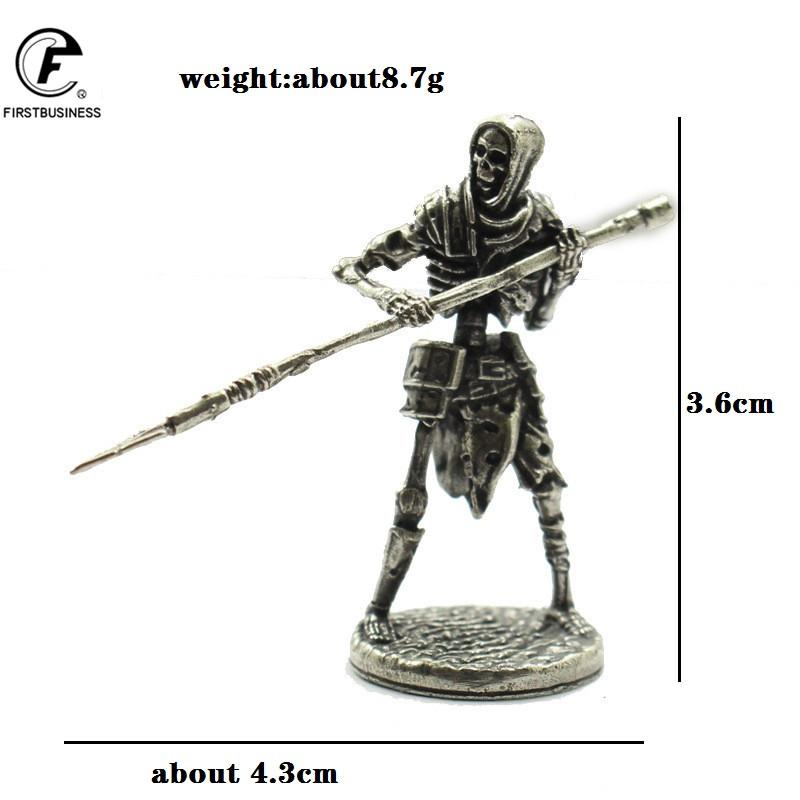 White Copper Undead Skeleton Legion Soldiers Model Figures Miniatures Desktop Ornaments Vintage Metal Statue Decoration Toys