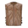 Vest for Men Men Punk Leather Vest Gothic Side Hollow Out Motorcycle Zipper Jacket Performance Costume Sleeveless Loose Waistcoat Winter Coat