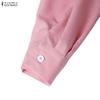 ZANZEA Women Turn Down Collar Casual Long Sleeve Loose Shirt Dress
