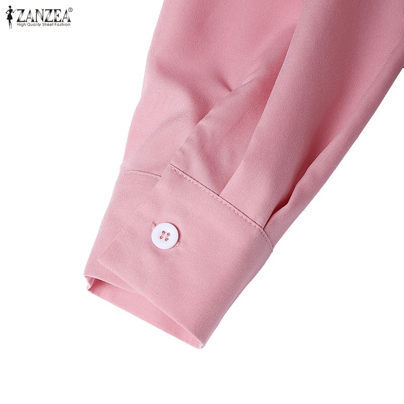 ZANZEA Women Turn Down Collar Casual Long Sleeve Loose Shirt Dress