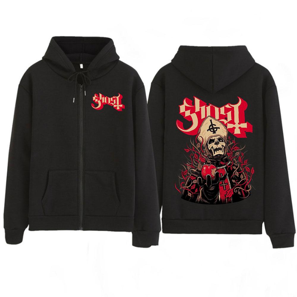 Ghost Skeletour World Tour Album Harajuku Zipper Hoodies Unisex Gothic Oversized Zip Up Sweatshirts Harajuku Hip-hop Coat