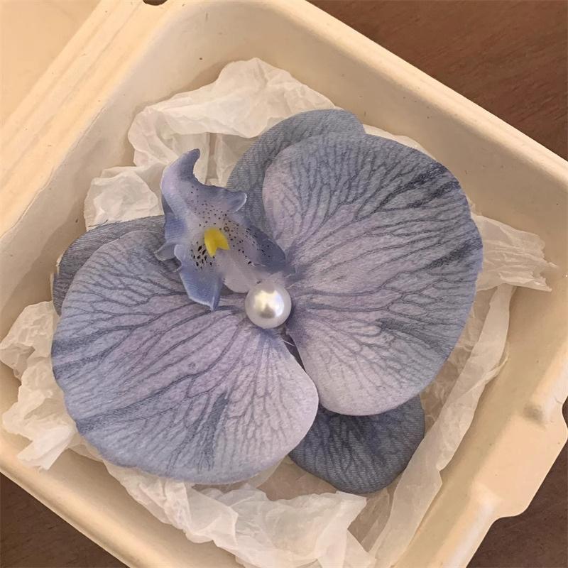 Spring Summer New Style Chinese Hairpin Flower Super Fairy Butterfly Orchid Pearl Duckbill Clip Travel Vacation Photography Hair Accessories Women