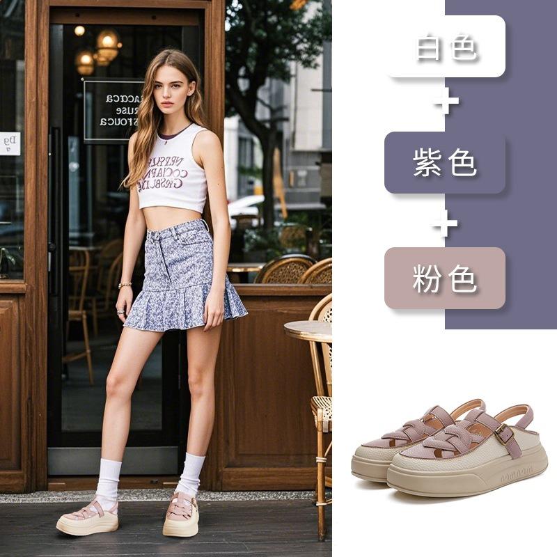 Small size 34 Large size 41 Baotou sandals Summer new thick-soled heightening sports sandals Casual beach sandals