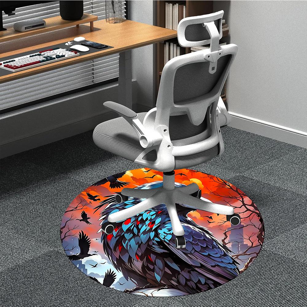 1pc Raven Sky Office Round Area Rug, Under Office Chairs Bedroom Living Room Home Decor, Room Deco, Available in Various Sizes