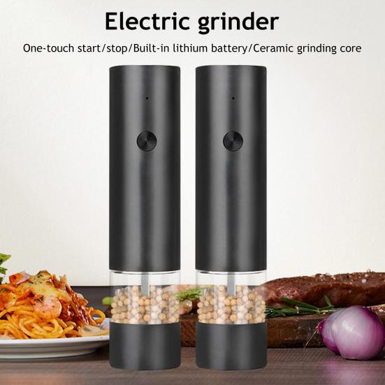 Elektrisches Salz- und Pfeffermühlen-Set mit eingebauter LED-Leuchte, einstellbare Mahlgrad, Gewürzmühle, wiederaufladbar, Küchenutensilien, Geschenk