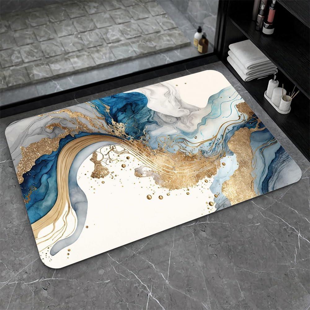 Modern Luxury Marble Patterns Art Door Mat Home Deocr Non-Slip Rectangular Rug Indoor Outdoor Carpet for Bedroom Entryway Living