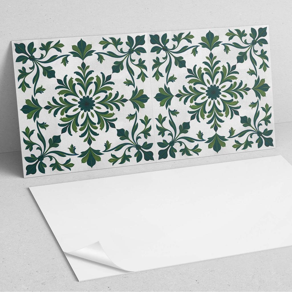 Self-adhesive Vinyl Panel with Print for Bathroom 100x50 cm Plant Pattern with Ornaments