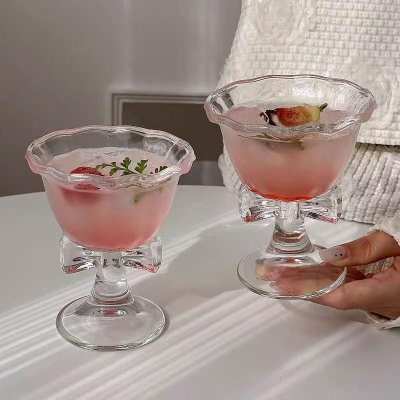 Elegant High-Stem Glasses for Ice Cream, Jelly, Champagne, Wine, Cocktails & Coffee