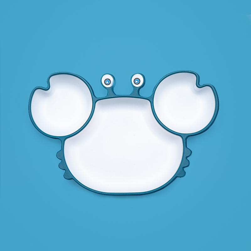 Silicone Sucker Tableware For Baby Cartoon Crab Anti-Fall Dinner Plate Infant Kids Supplementary Food Bowl Soft Dishes