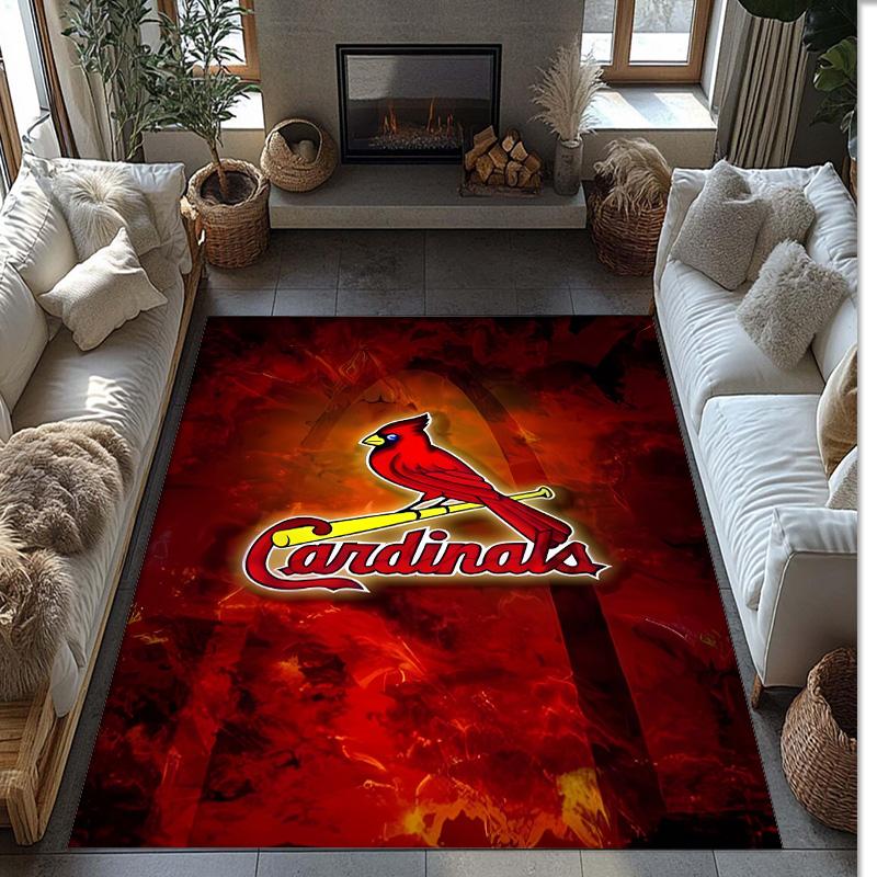 St Louis Baseball Printed Flannel Area Rug Non Slip Soft Polyester Floor Carpet Indoor Decor Mat for Bedroom Living Room Sofa