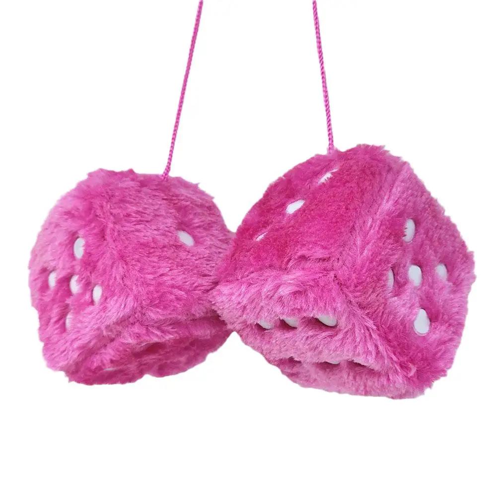 Mode Auto Rückspiegel Hängeanhänger Paar Fuzzy Plüschwürfel Auto Heimdeko Ornament Autozubehör Innenraum Hängende Deko
