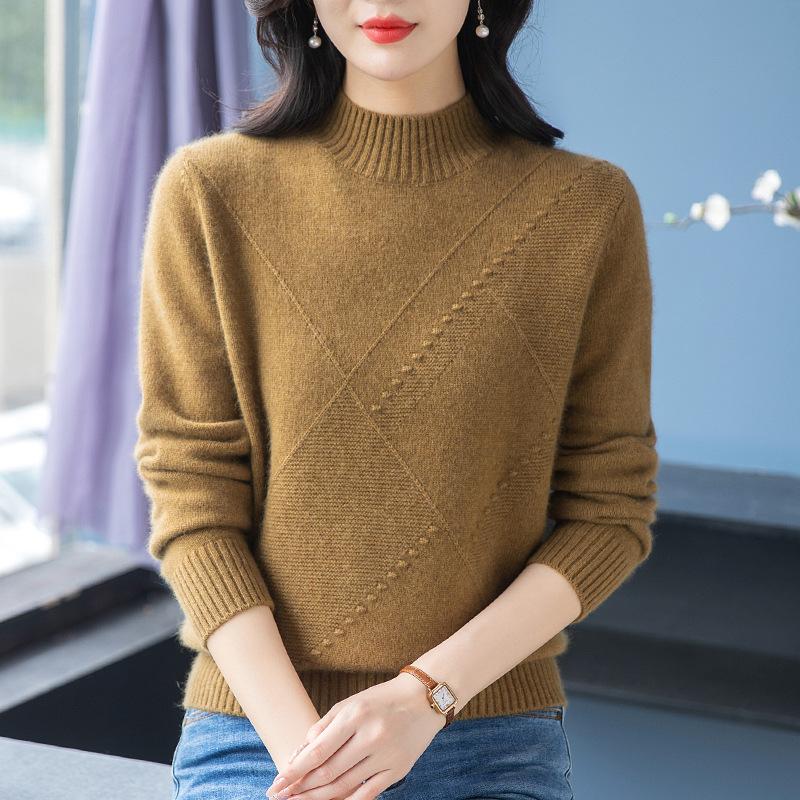 

Осенне-зимний трикотаж, женский повседневный свитер с длинными рукавами, стильный и теплый однотонный свитер-пуловер XL коричневый