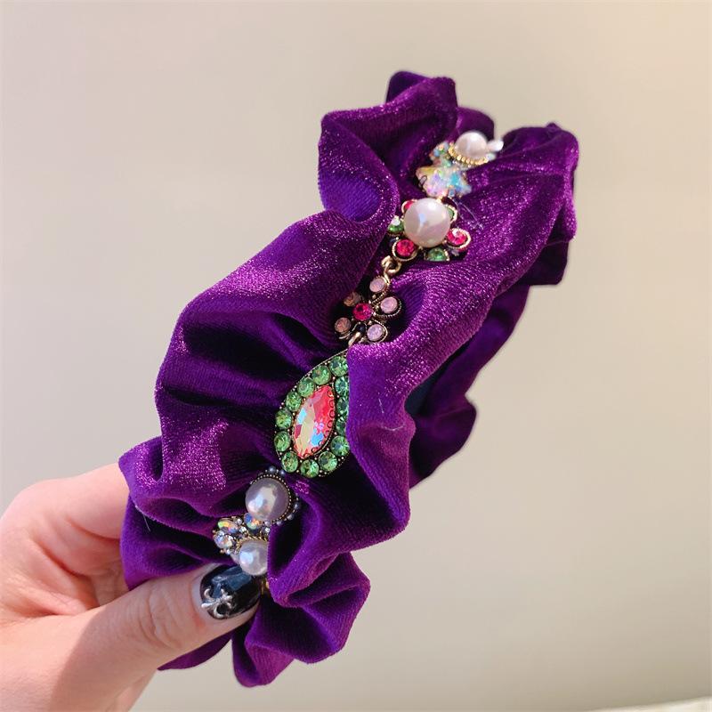 

Модные бархатные широкие повязки на голову с жемчугом, женский темперамент, элегантные резинки для волос, женский ретро-универсальный обруч для волос, аксессуары для волос