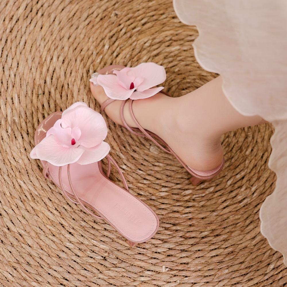 Slip-On Pumps Damen Mittlere Absätze Schuhe Mode Blume Damen Dünne Absätze Slides Schuhe Damen Flip-Flops Schuhwerk