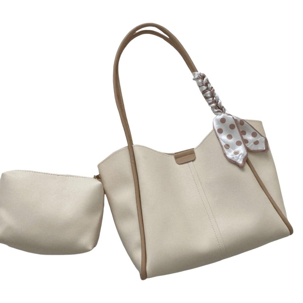 Large Capacity Women PU Shoulder Bag with Small Bag PU Underarm Bag  Office