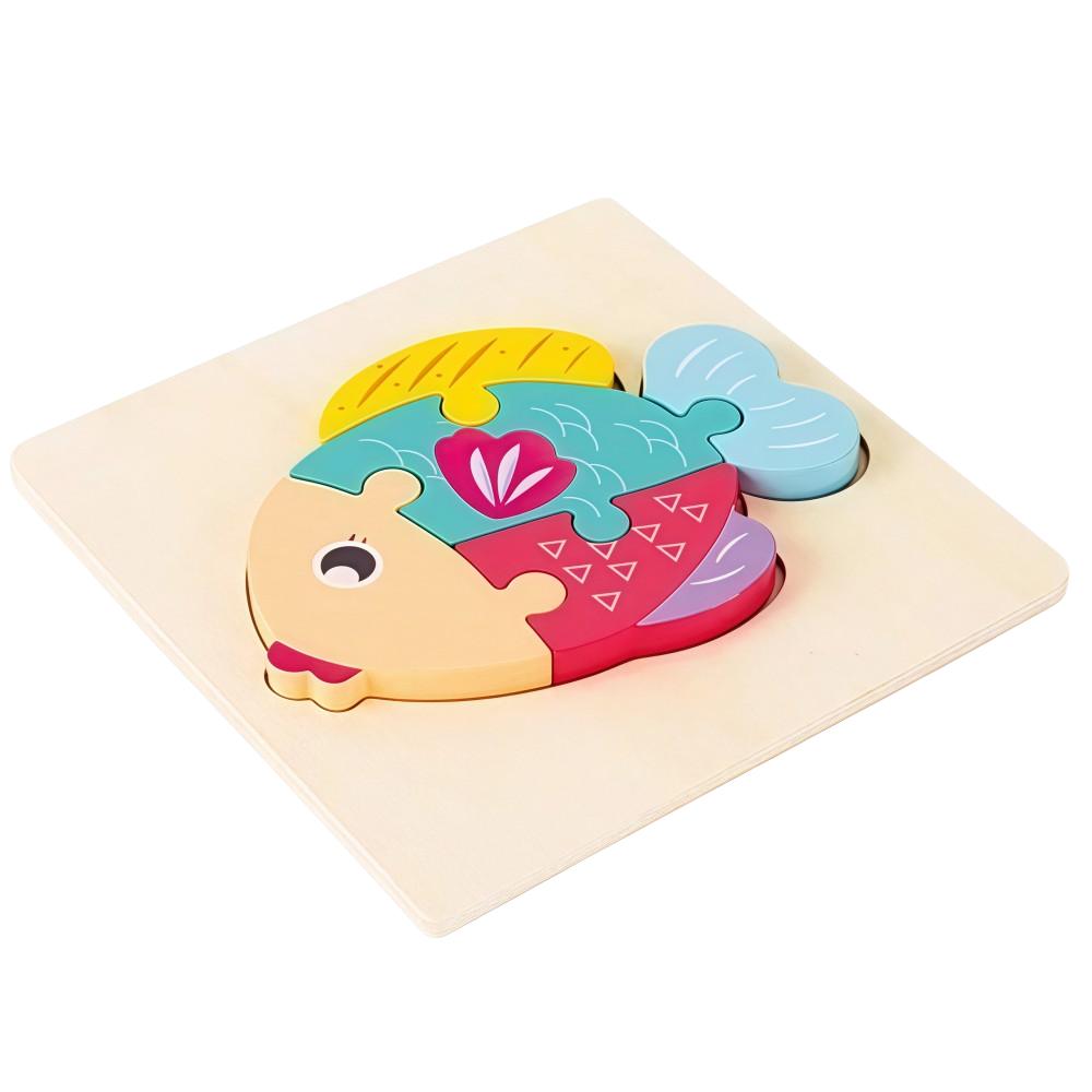 3D Children Wooden Puzzle Embedded Cartoon Animal Jigsaw Puzzles 2 In 1 Animal Cognition Early Learning Puzzle Set