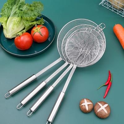 Schiumarola Colino per Pasta con Manico Lungo Rete Spessa in Acciaio Inossidabile Colino per Friggere Bollire Scolare Utensile da Cucina Resistente al Calore