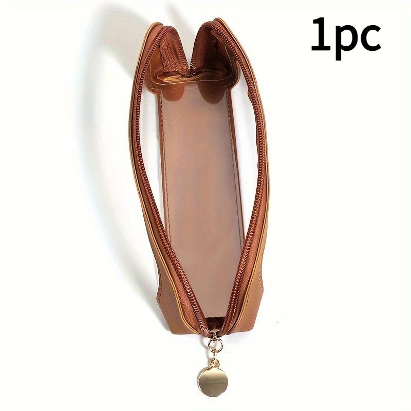 

1pc Stylish Pen Case - Large Capacity School & Office Organizer with Zipper, PU Leather Pen Pouch for Office Workers, Pencil Bag