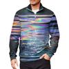Men's Loose Casual 1/4 Zip Sweatshirt Fashion Printed Long Sleeve Top With Pockets