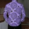 Men Collared Shirt Multicolor Vintage Paisley Diamond Floral Print Long Sleeve Button Down Top