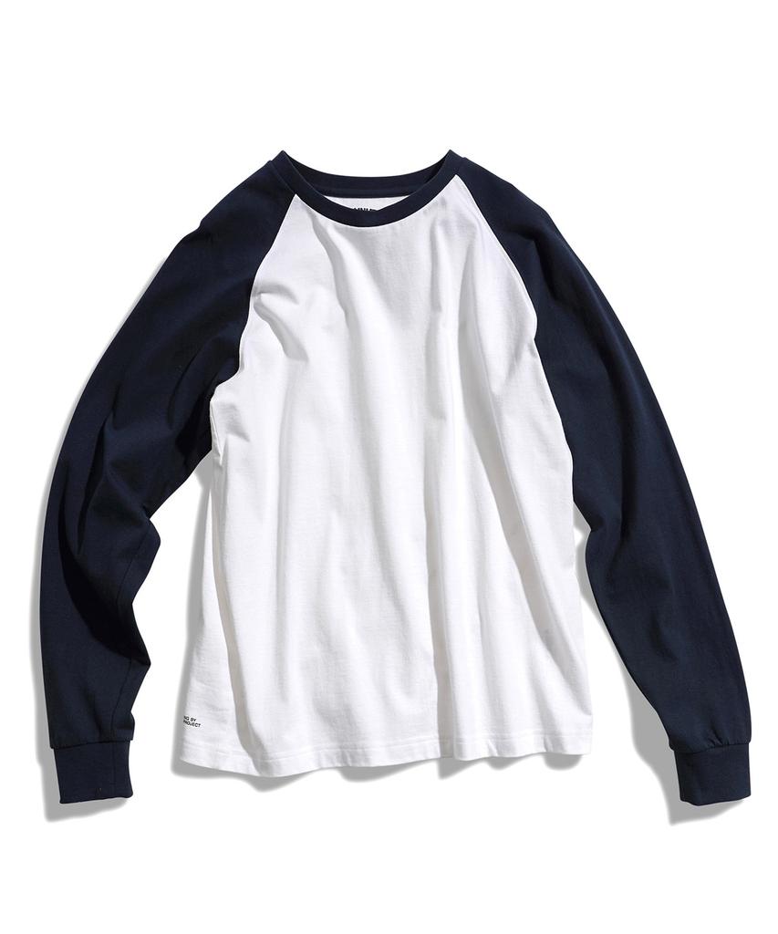 MINIMALPROJECT Unter dem Baum Raglan Langarm T-Shirt Mlt123 [Weiß/Marineblau]