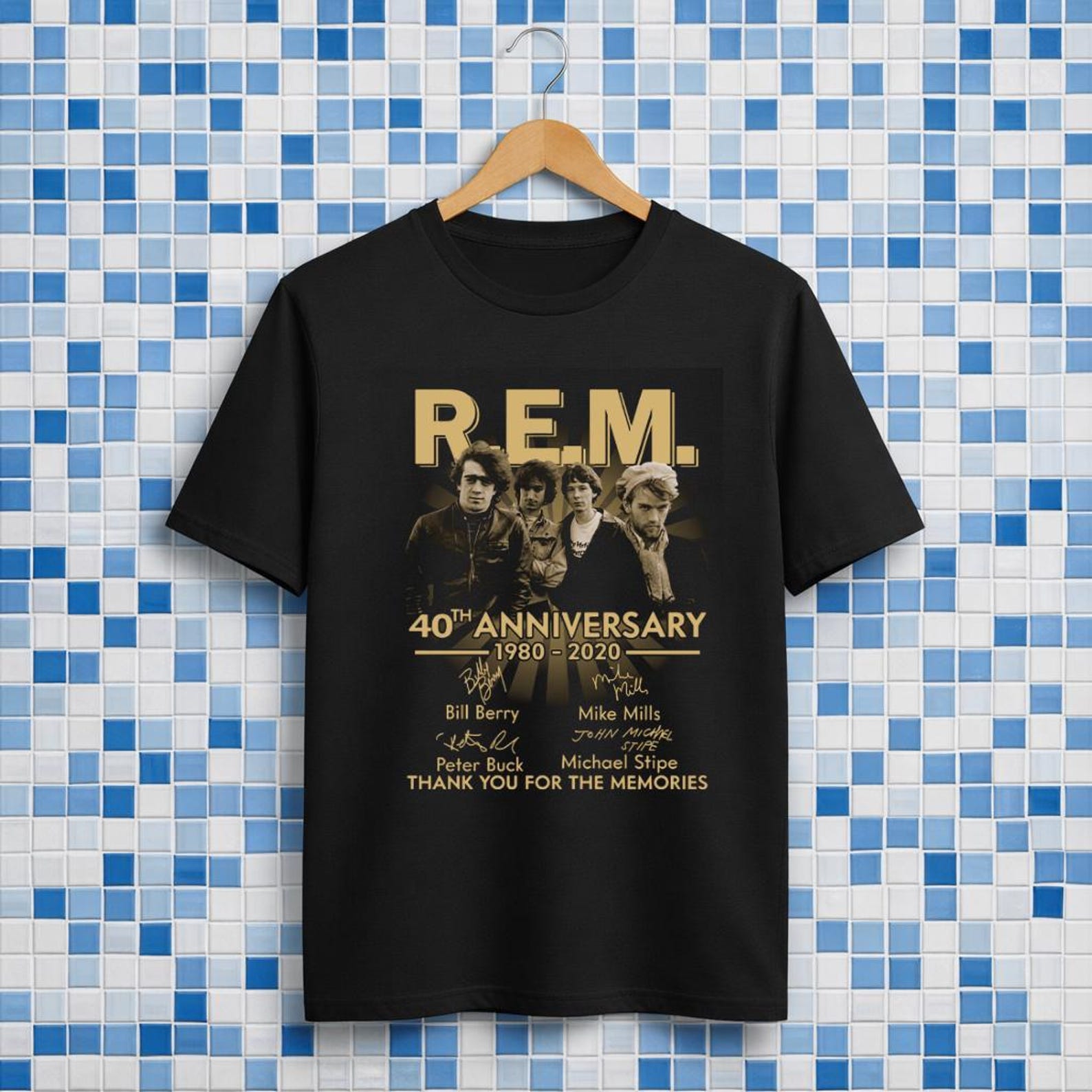 R.E.M. 40th Anniversary 1980-2020 Premium Ultra Cotton Black T-Shirt XL