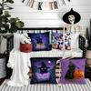 Halloween Cartoon Cute Purple Cat Pillow Case Printing Pillowcase Living Room Sofa Cushion Cover Bedroom Room Decor