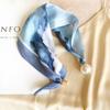 Lightweight Pearl Decoration Scarf Polyester Silk Scarf Fashionable Neck Scarf  Office Wear