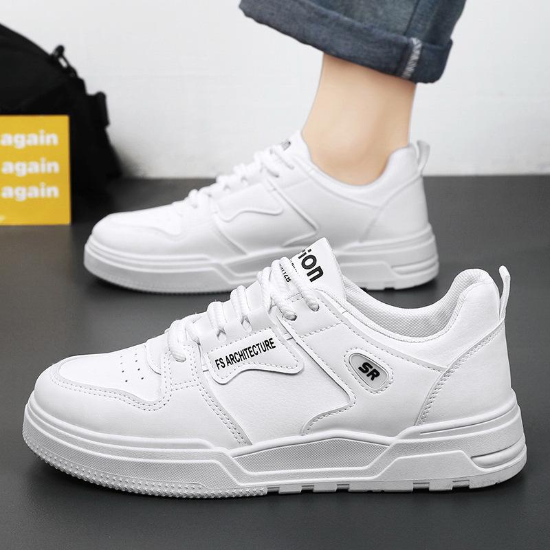 Men's Korean-Style Breathable White Sneakers - Trendy, Thick-Soled, Casual Sports Shoes for Summer