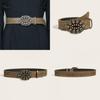 Petal Retro Style Leather Waist Belt Alloy Buckle Streetwear Decoration Look