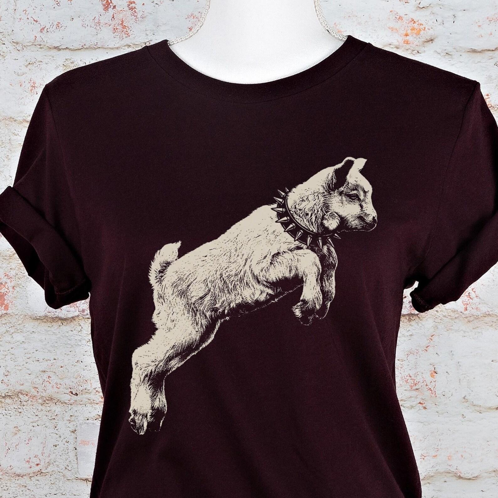 Vintage Goat Shirt Gothic Animal Illustration Punk Folk Art Tee Dark Academia Alternative Graphic L