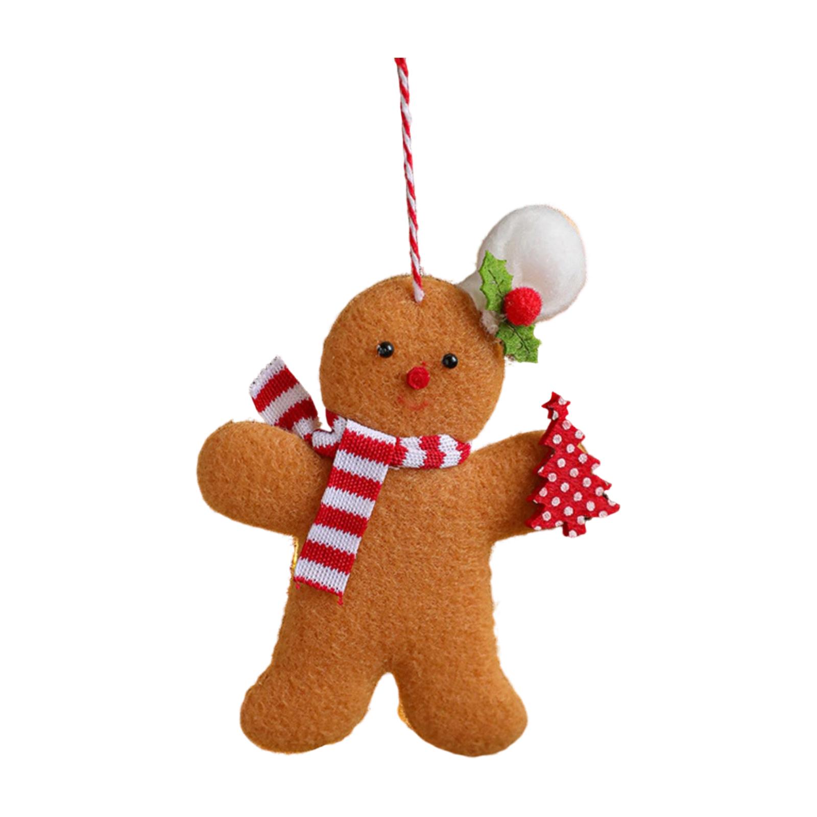 

Coffee Gingerbread Doll Fabric Pendant Christmas Tree Christmas Pendant Scene Decoration Decoration One Size