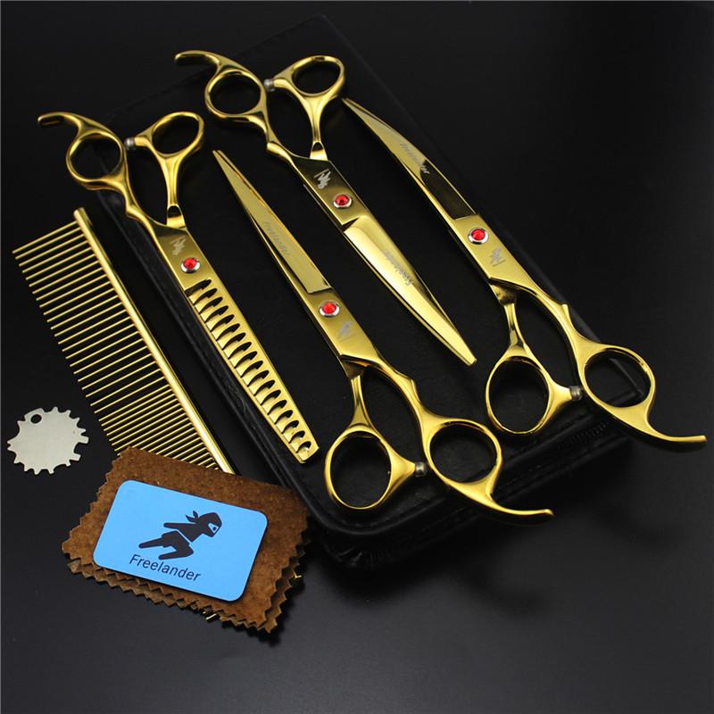 

7 ch Porfional Ножницы для ухода за домашними животными Cuttg Thng Изогнутые ножницы Chuer Ножницы для собак H для Haidrer 4 шт. Набор + расческа