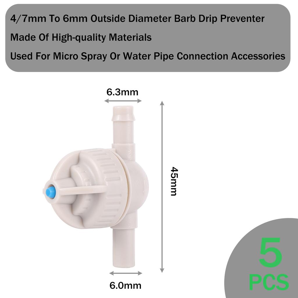 5pcs 6mm Ball Anti-drip Fitting Garden Watering Kit Irrigation System Hose Fittings Agriculture Drip Misting System
