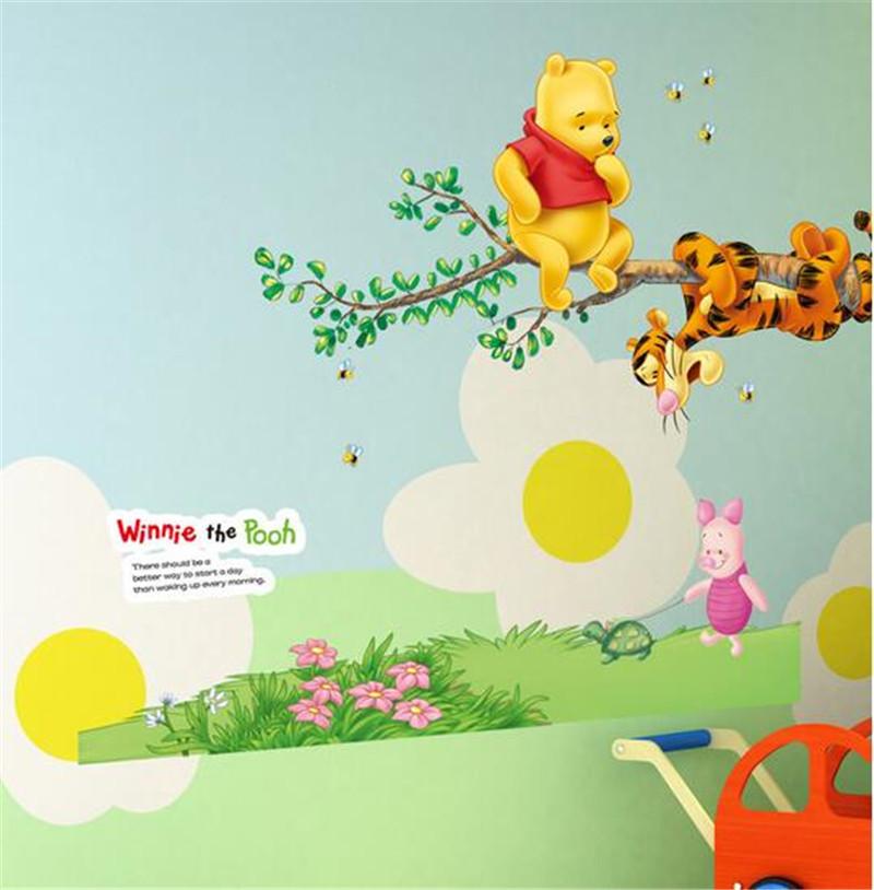 Cartoon Winnie The Pooh Bear Wall Sticker For Kids Room Living Room Wall Decoration Kids Gifts  Movie Animation Poster