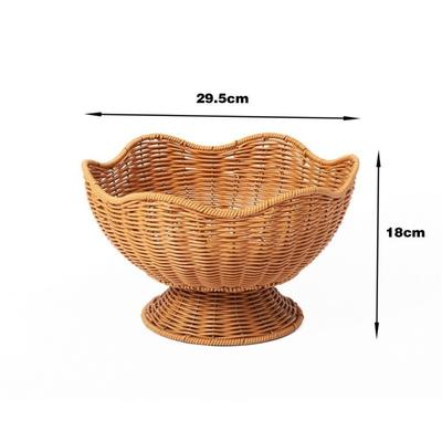 Multipurpose Fruit Basket Traditional Style Open Top Snack Tray Stackable Hand Woven Vegetable Basket Home Storage Decoration