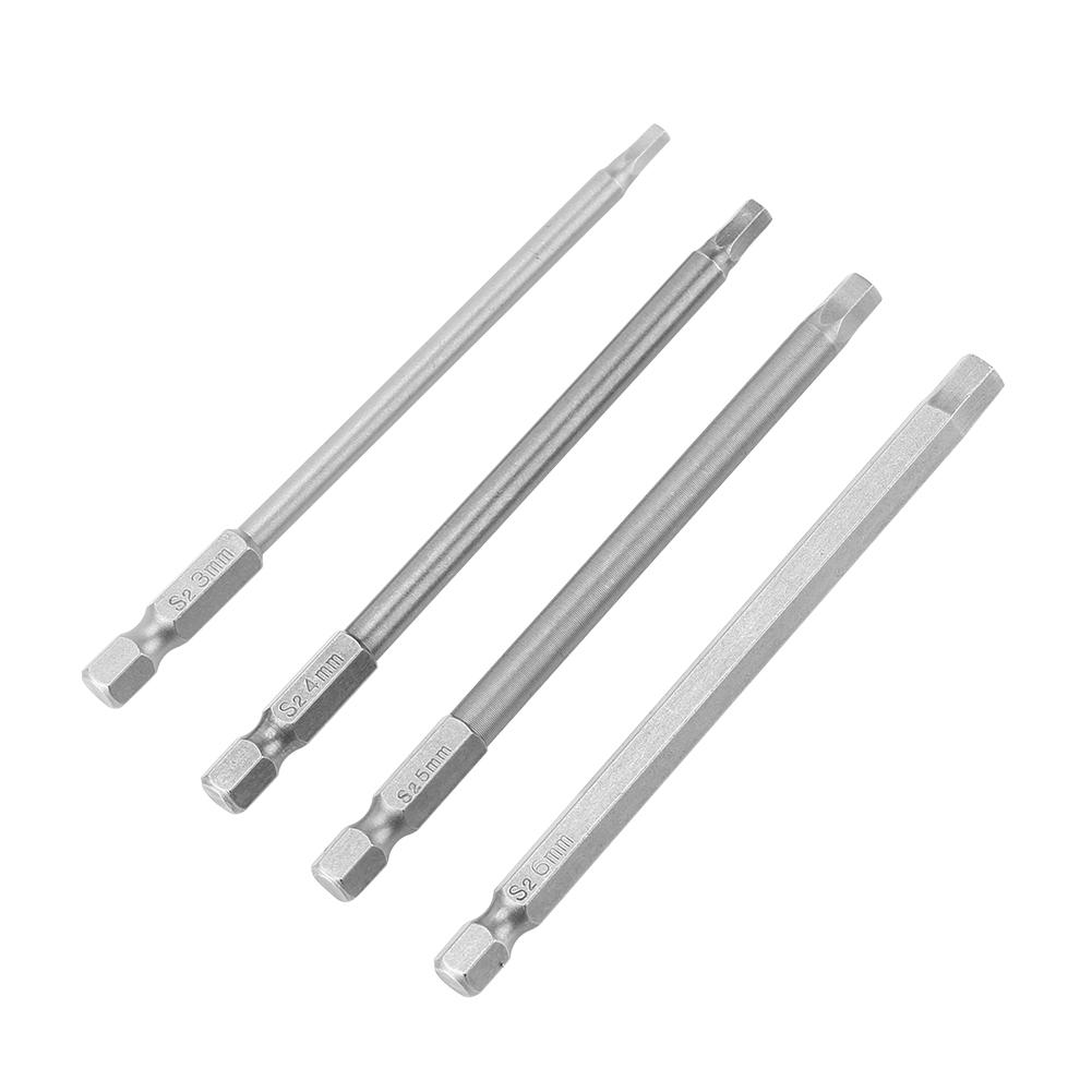 10pcs 14 Inch Hex Shank 100mm Long Magnetic BST Screwdriver Bits Set (Slotted+Cross Hex Head)