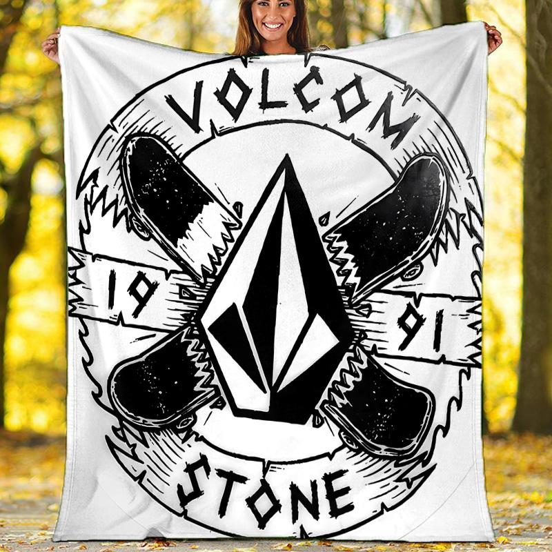 V-VOLCOM LOGO3 printed throw blanket—lightweight,soft,warm;versatile blanket for all seasons—perfect as &air-conditioning throw,nap blanket