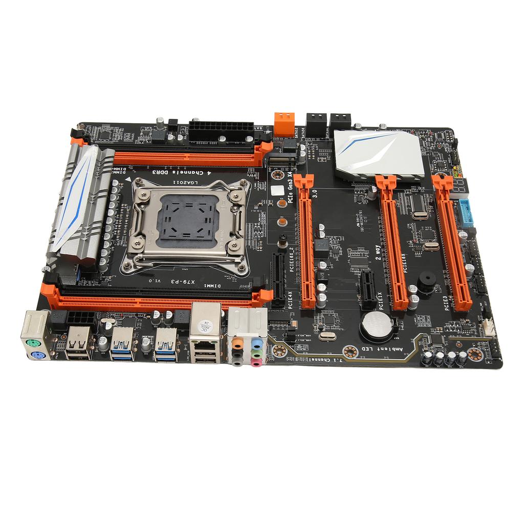 X79‑P3 Computer Motherboard 4 Channel Support LGA2011 E5 V1 V2CPU 4X8GB 32GB DDR3 Memory ATX Gaming Mining Card