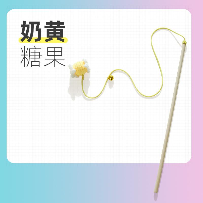 

Candy Style Wool Cat Teaser Wand with Bell, Interactive Cat Toy for Indoor Play & Boredom Relief